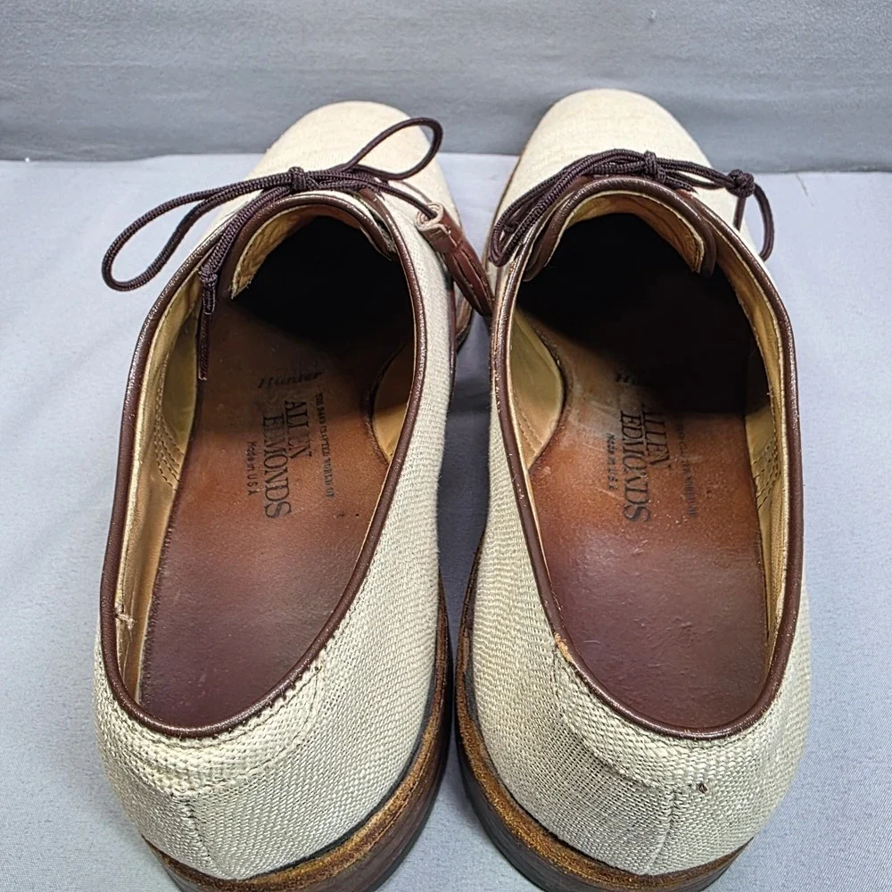 VINTAGE‎ 1985 Allen Edmonds Hunter Mens Oxford Linen Shoes 8 Grey Made USA RARE